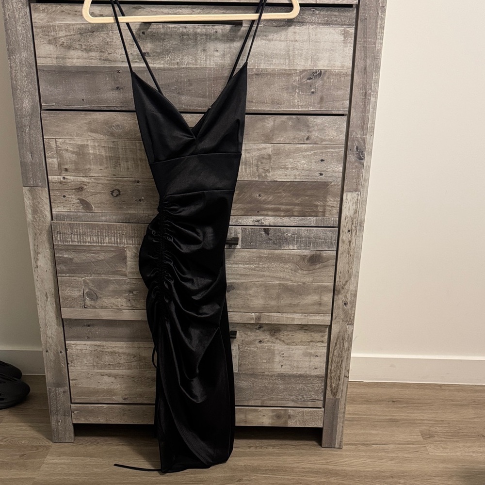 Windsor WORN ONCE Elegant Black Satin Dress